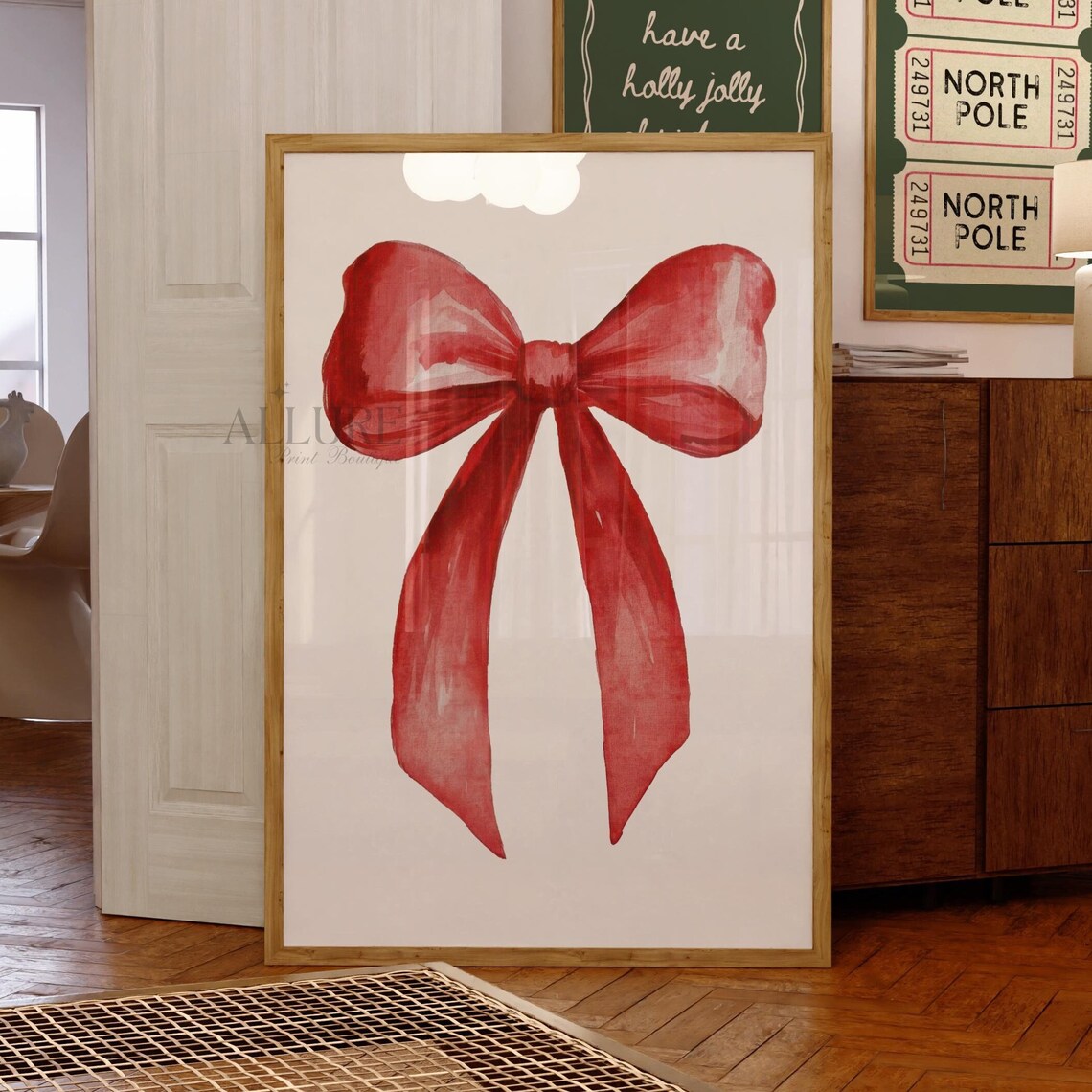 Vintage Christmas Bow Poster, Preppy Holiday Decor - Image 4