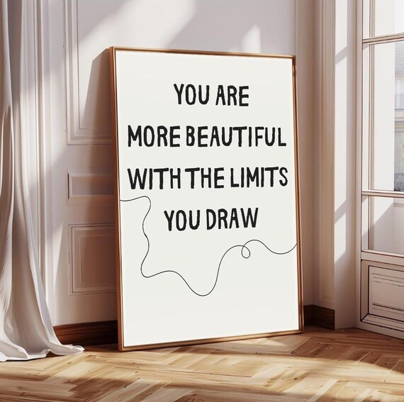 Motivational Typography Print Dopamine Decor Boundaries Quote