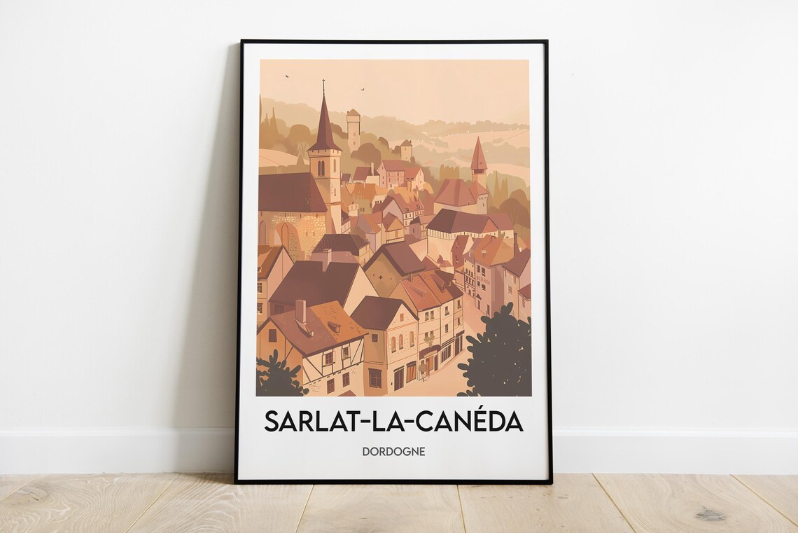 Sarlat La Caneda Medieval Village Rooftops Dordogne France Poster