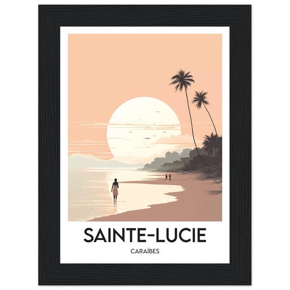 Framed Poster Saint Lucia Saint Lucia Frame Illustration Saint Lucia Caribbean Frame Poster