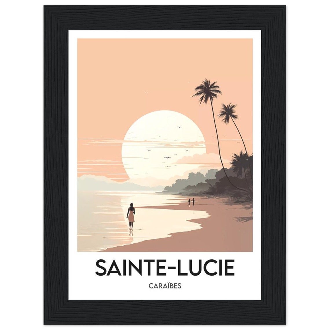 Framed Poster Saint Lucia Saint Lucia Frame Illustration Saint Lucia Caribbean Frame Poster