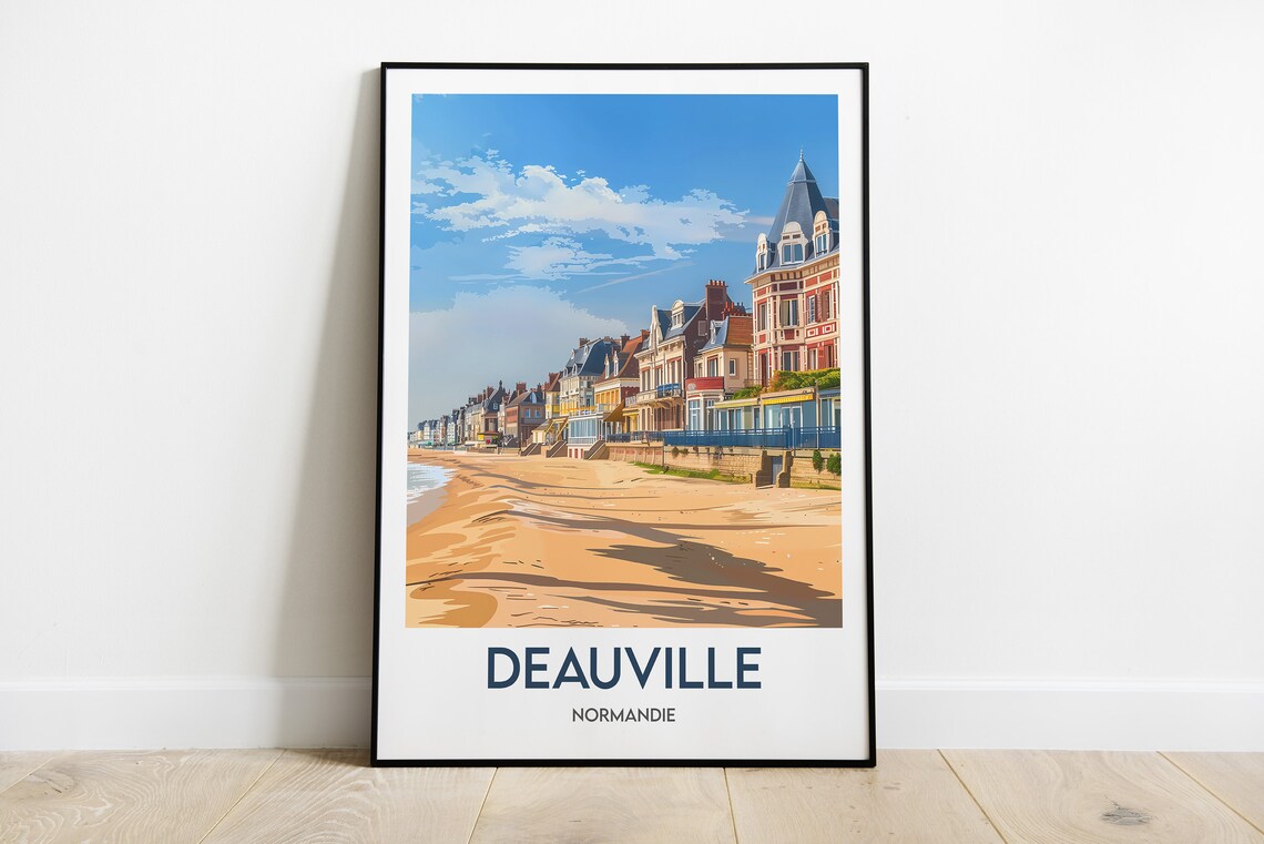 Deauville Normandy France Beach Villas Boardwalk Sand Poster