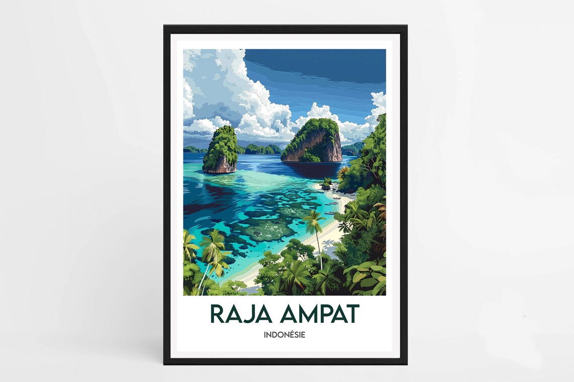 Raja Ampat Indonesia Karst Islets Palm Beach Lagoon Classic Poster
