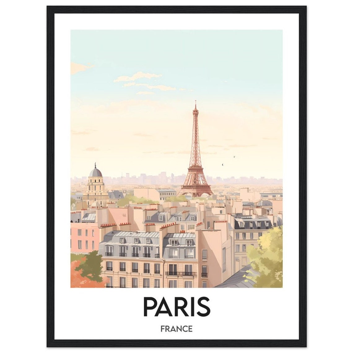 Paris France Eiffel Tower Rooftop Skyline Romantic City Poster