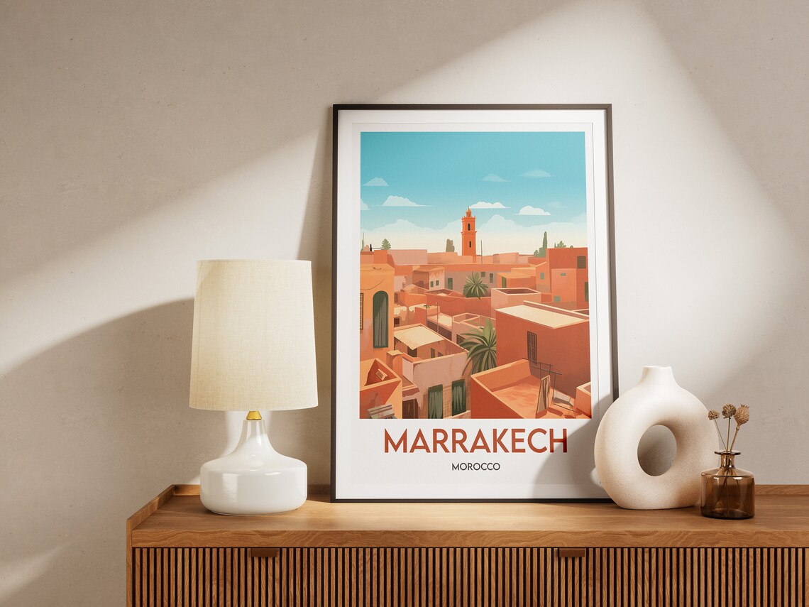 Marrakech Morocco Travel Poster, Illustration Artwork - Image 2