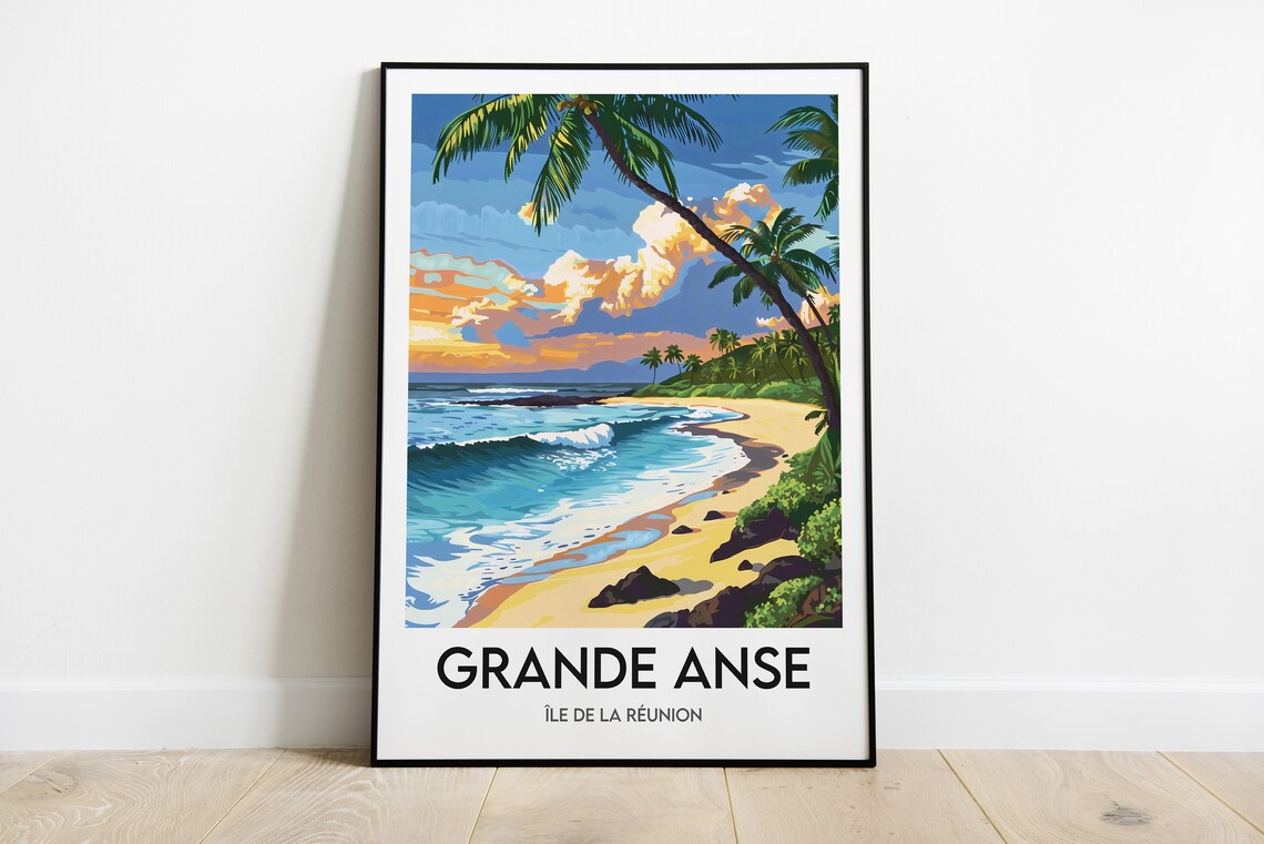 Grande Anse Reunion Island Travel Poster