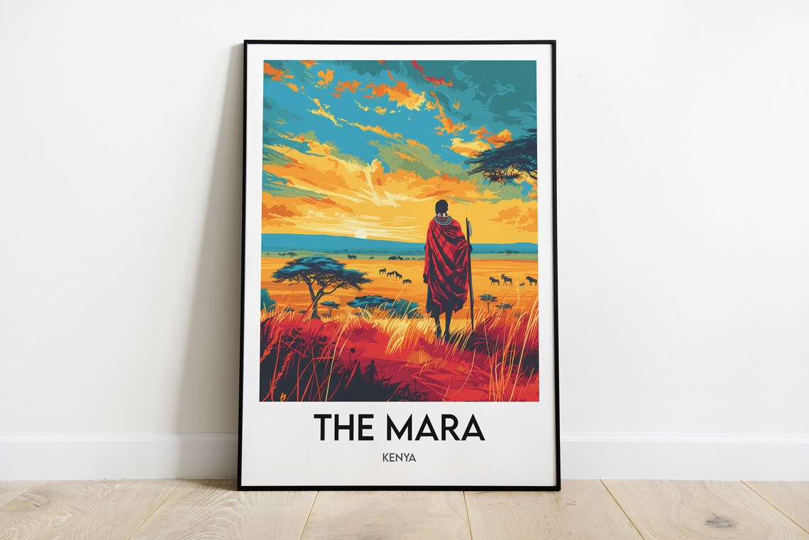 Mara Kenya Wall Art, Cultural Travel Poster