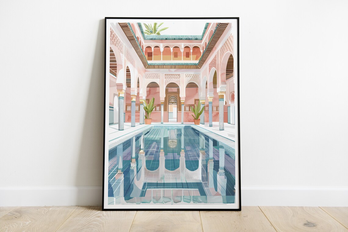 Casablanca Riad Painting Poster Print Artwork Acrylic Painting