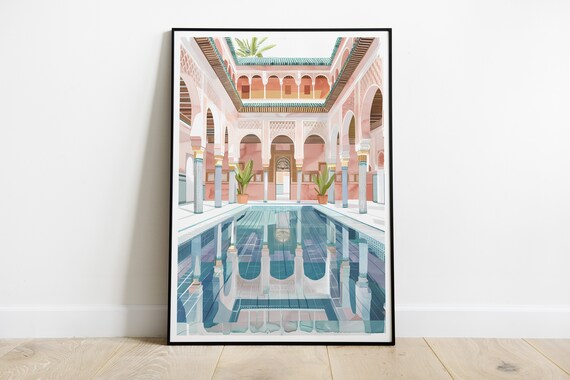 Casablanca Riad Painting Poster Print Artwork Acrylic Painting