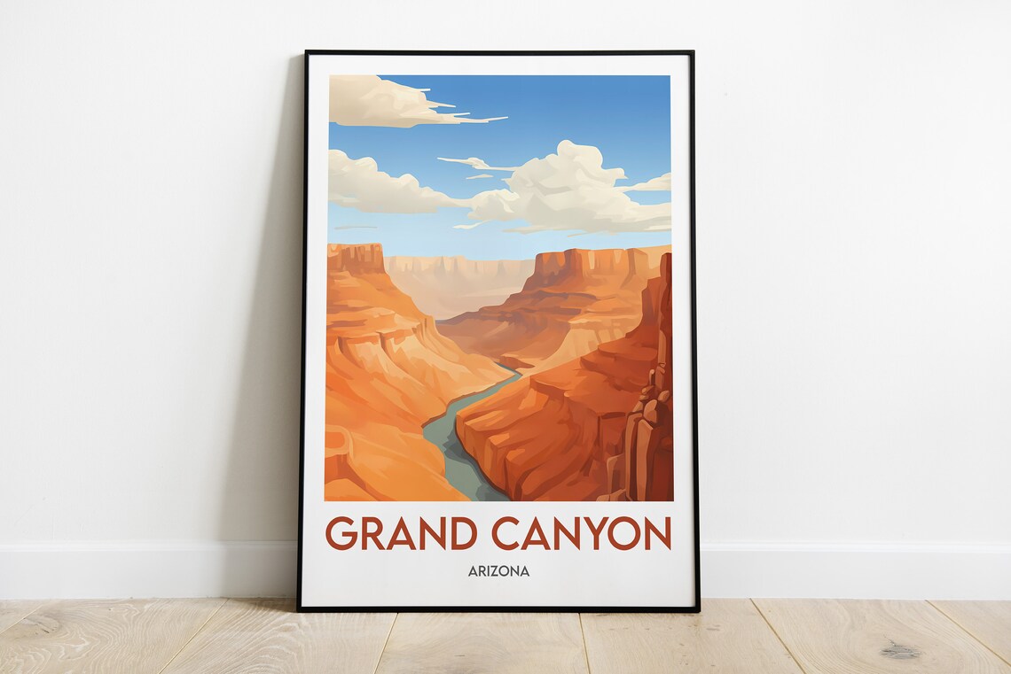 Grand Canyon Arizona Red Rocks River Minimalist Travel Poster