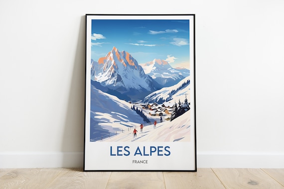 The Alps France Travel Poster, Mountain Travel Print