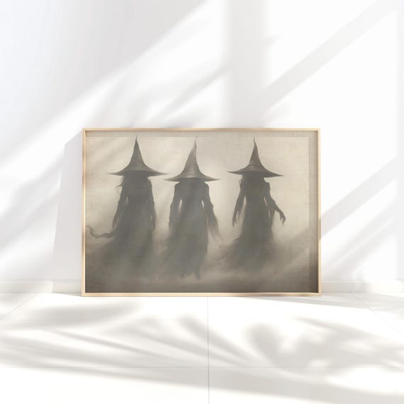 Vintage Witch Print Witchy Wall Art Halloween Dark Academia Spooky Rustic Wiccan Moody