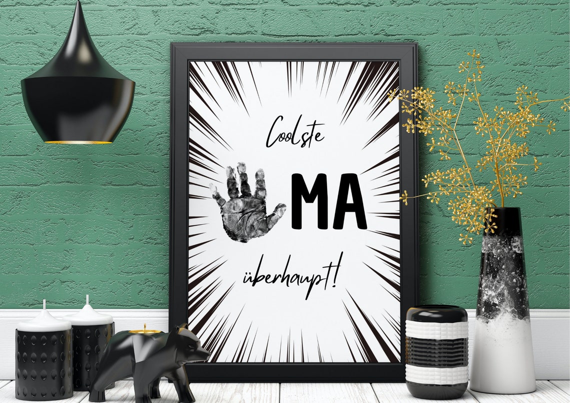 German Coolest Grandma Ever Handprint Gift Comic Style Poster - Image 4