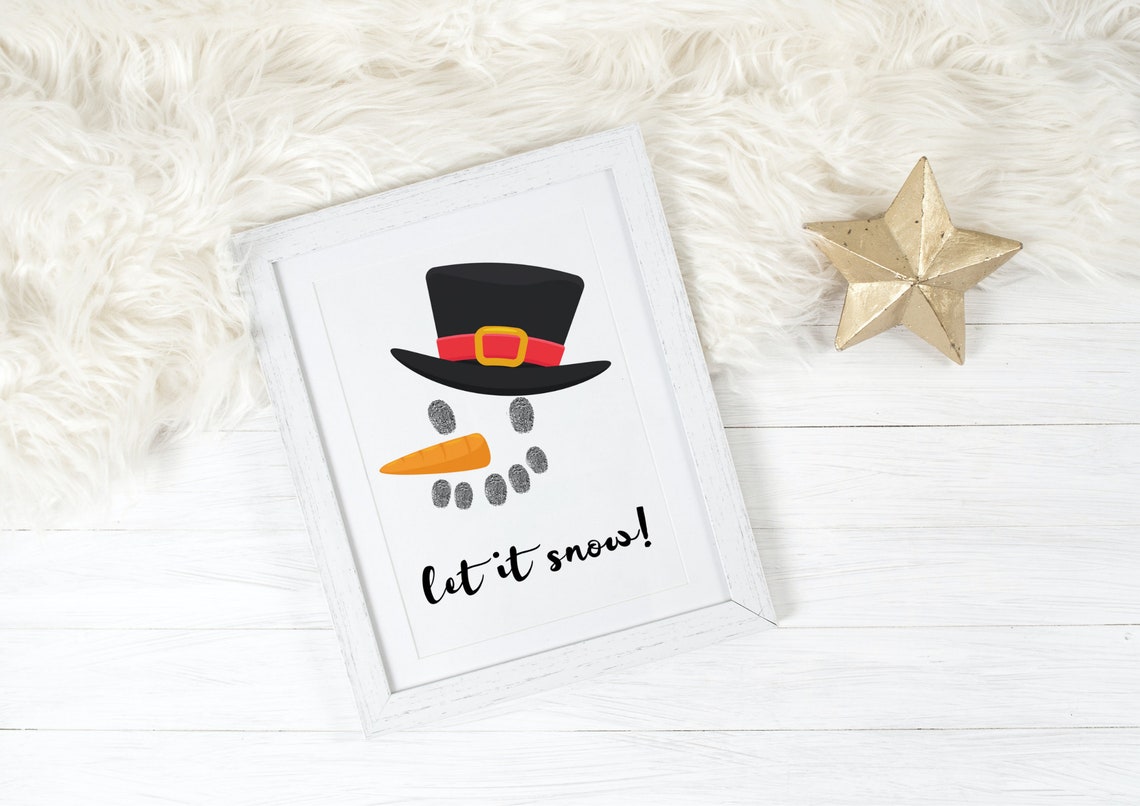 Let It Snow Fingerprint Snowman Winter Holiday Keepsake Poster - Image 2