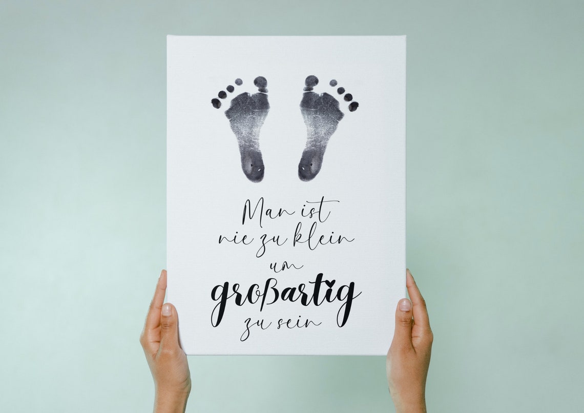 Sweet German Baby Footprint Quote Never Too Small Keepsake Poster - Image 3
