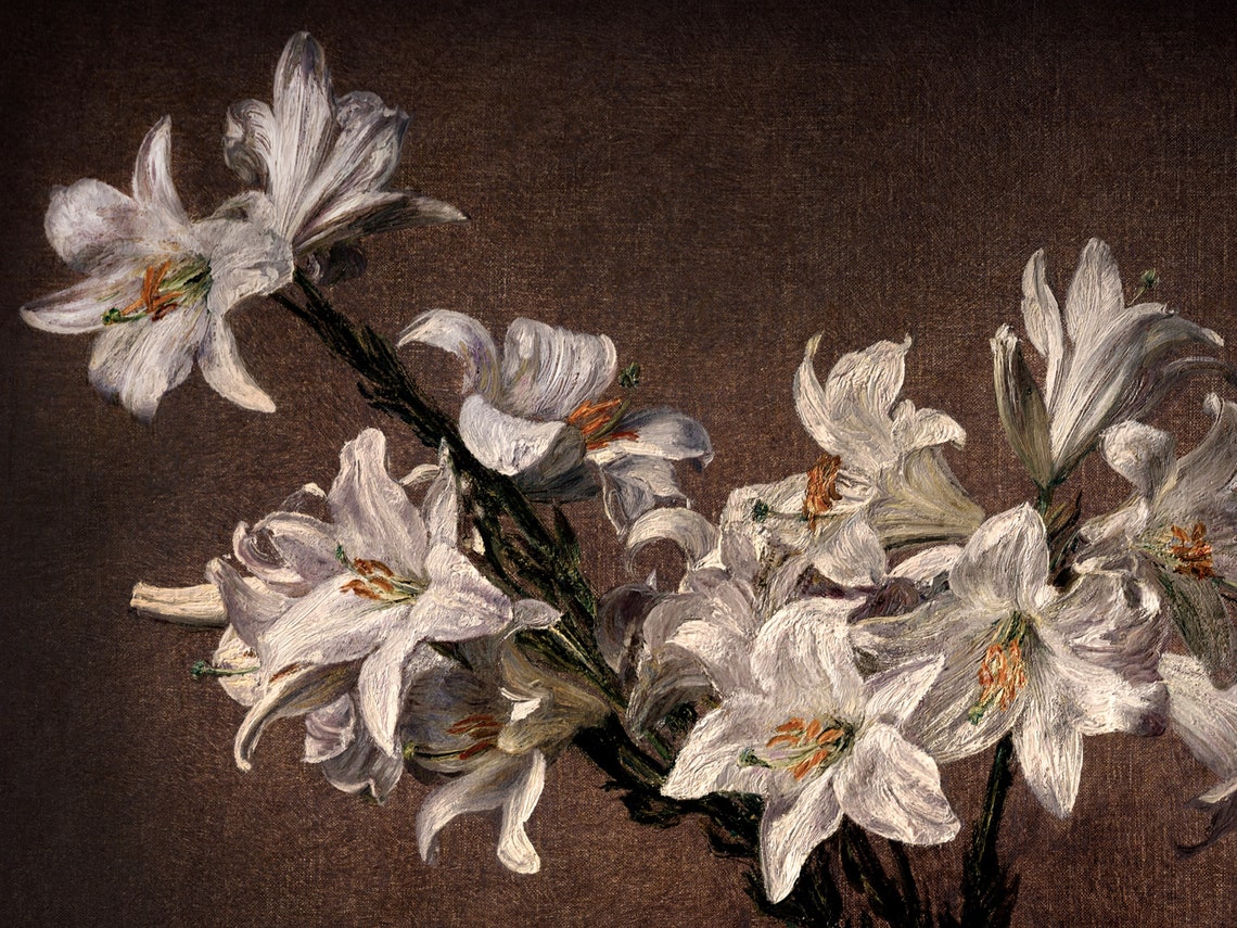 Vintage Flower Painting Moody Floral Art Print Dark Academia Decor - Image 3