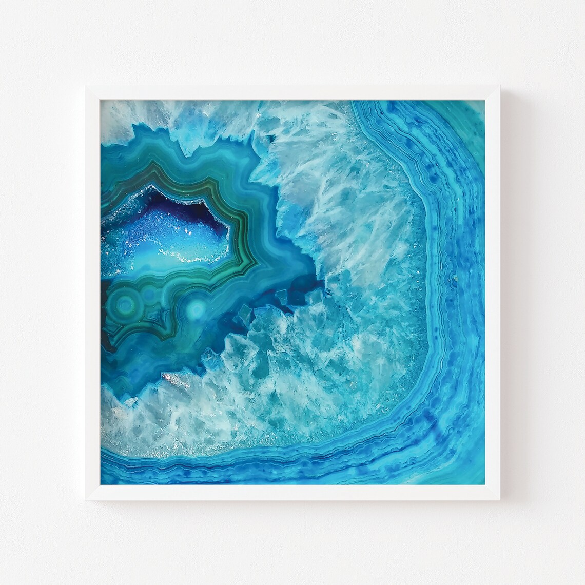 Blue Geode Agate Abstract, Boho Home Decor