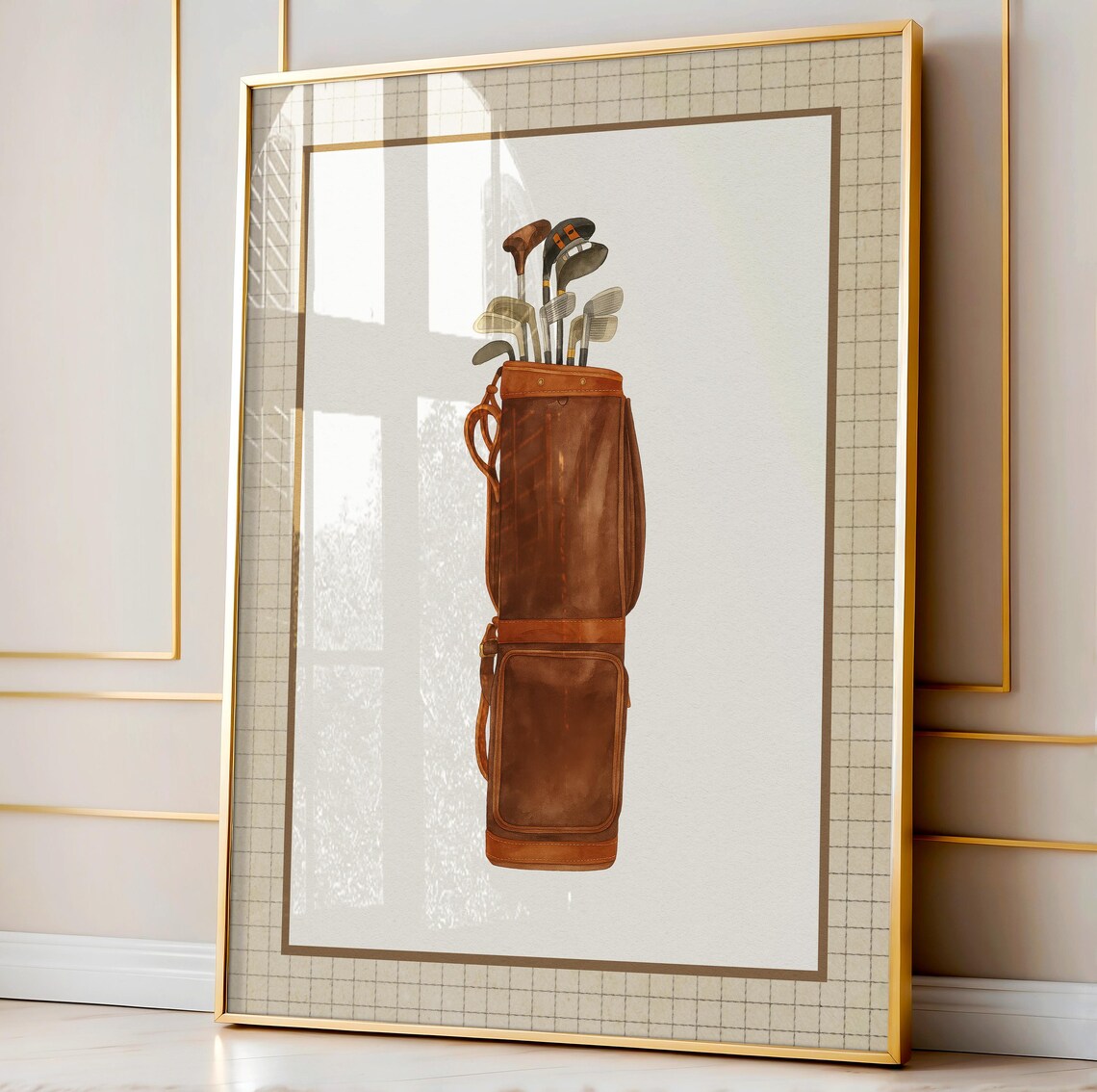 Retro Golf Clubs Art Print, Boys Room Nursery Decor