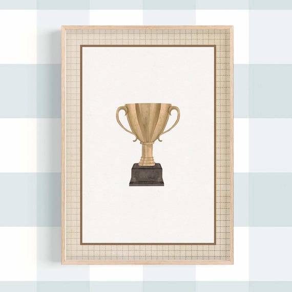 Retro Winners Cup Print Vintage Sports Nursery Decor