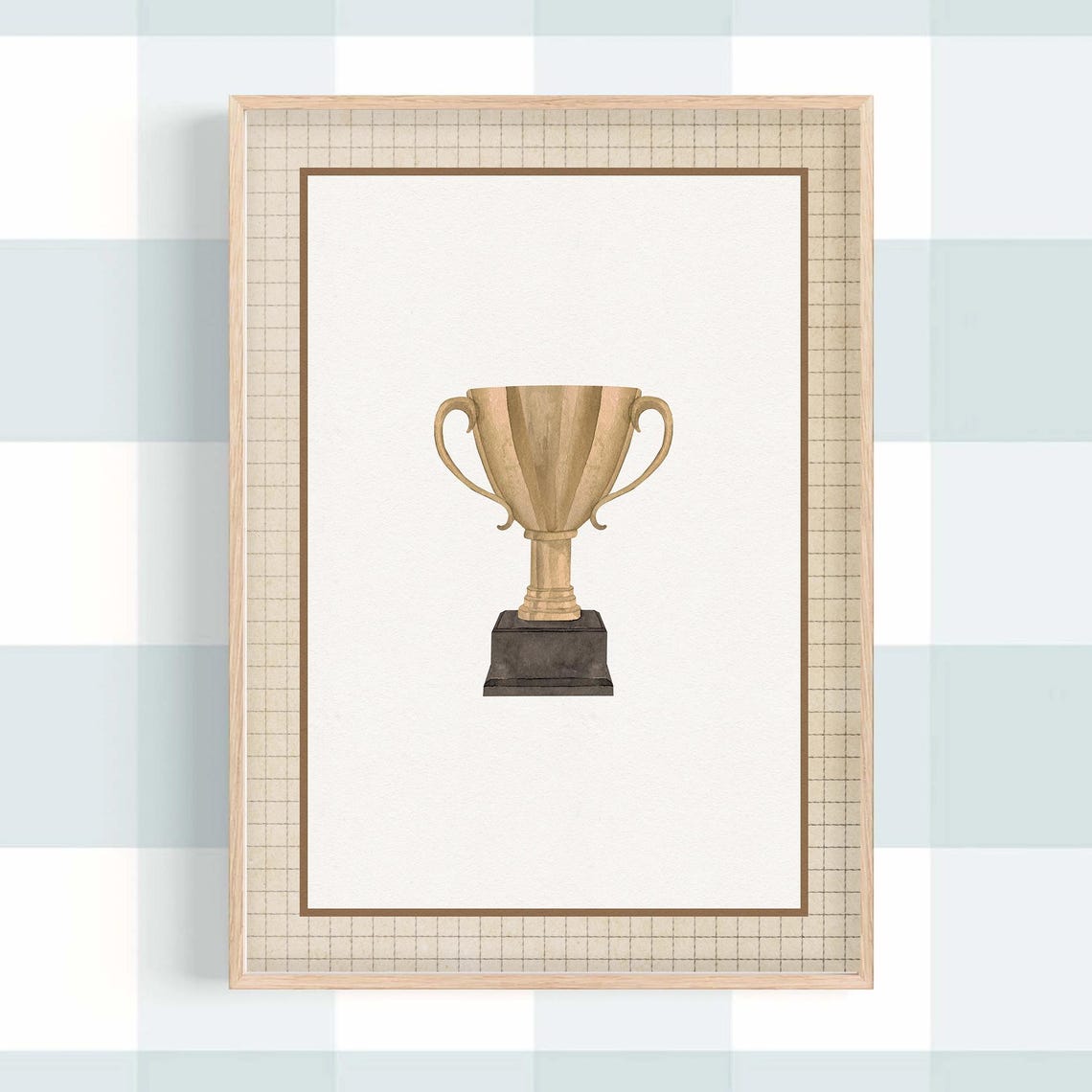 Retro Winners Cup Print Vintage Sports Nursery Decor