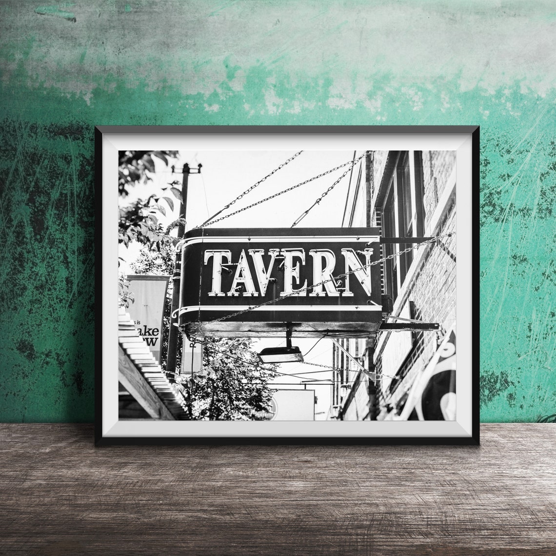 Vintage Green Tavern Hanging Blade Bar Sign Photography Poster - Image 2