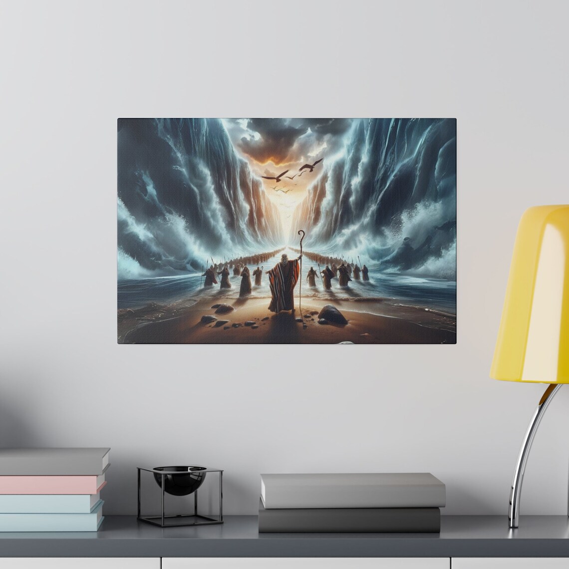Epic Dawn Moses Crossing The Parted Red Sea Miracle Art Poster - Image 2