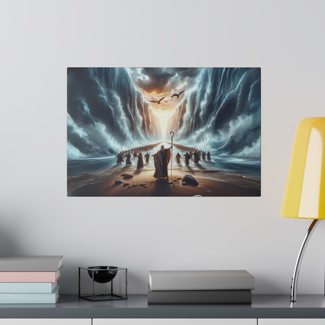 Moses Splitting The Red Sea Matte Print Christian Artwork From Bible Stories Fast Shipping - Image 2