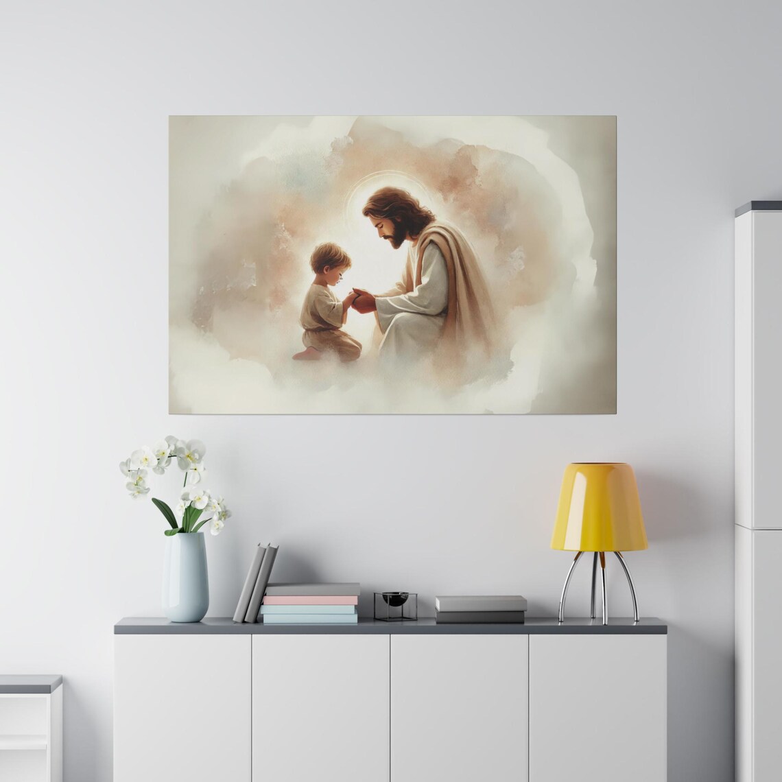 Jesus Praying With Little Boy, Christian Artwork - Image 2