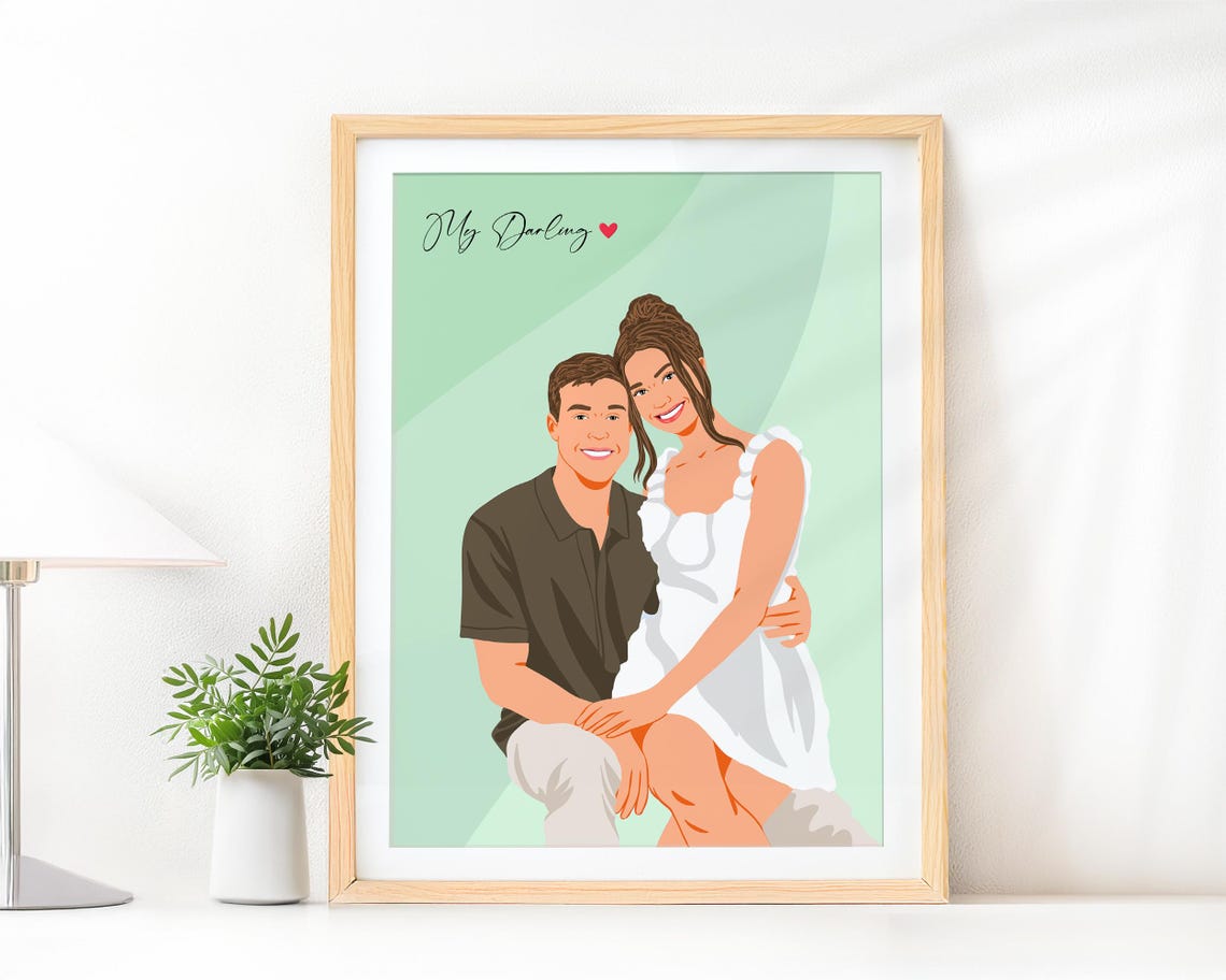 Custom Sweet Couple Faceless Portrait with My Darling Text Poster