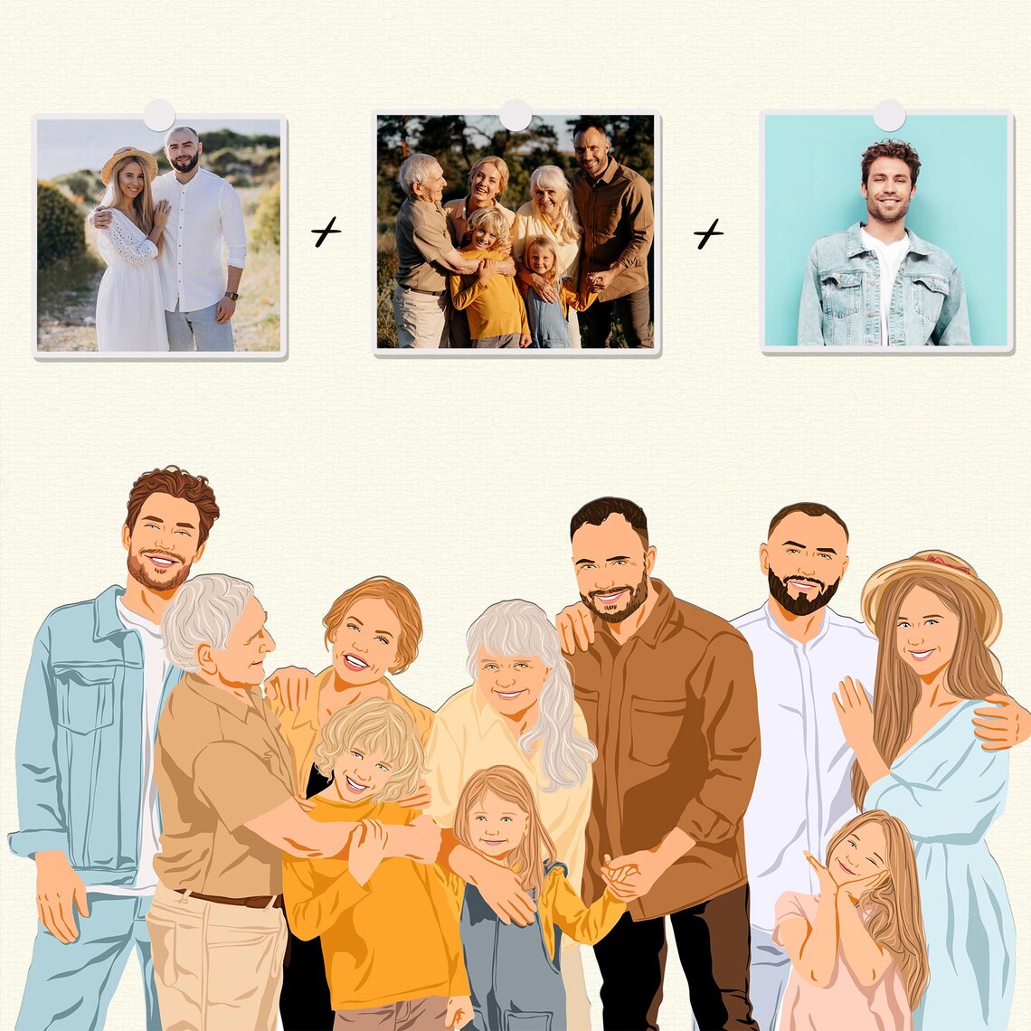 Custom Family Group Hug Portrait with Dog from Photo Art Poster - Image 3