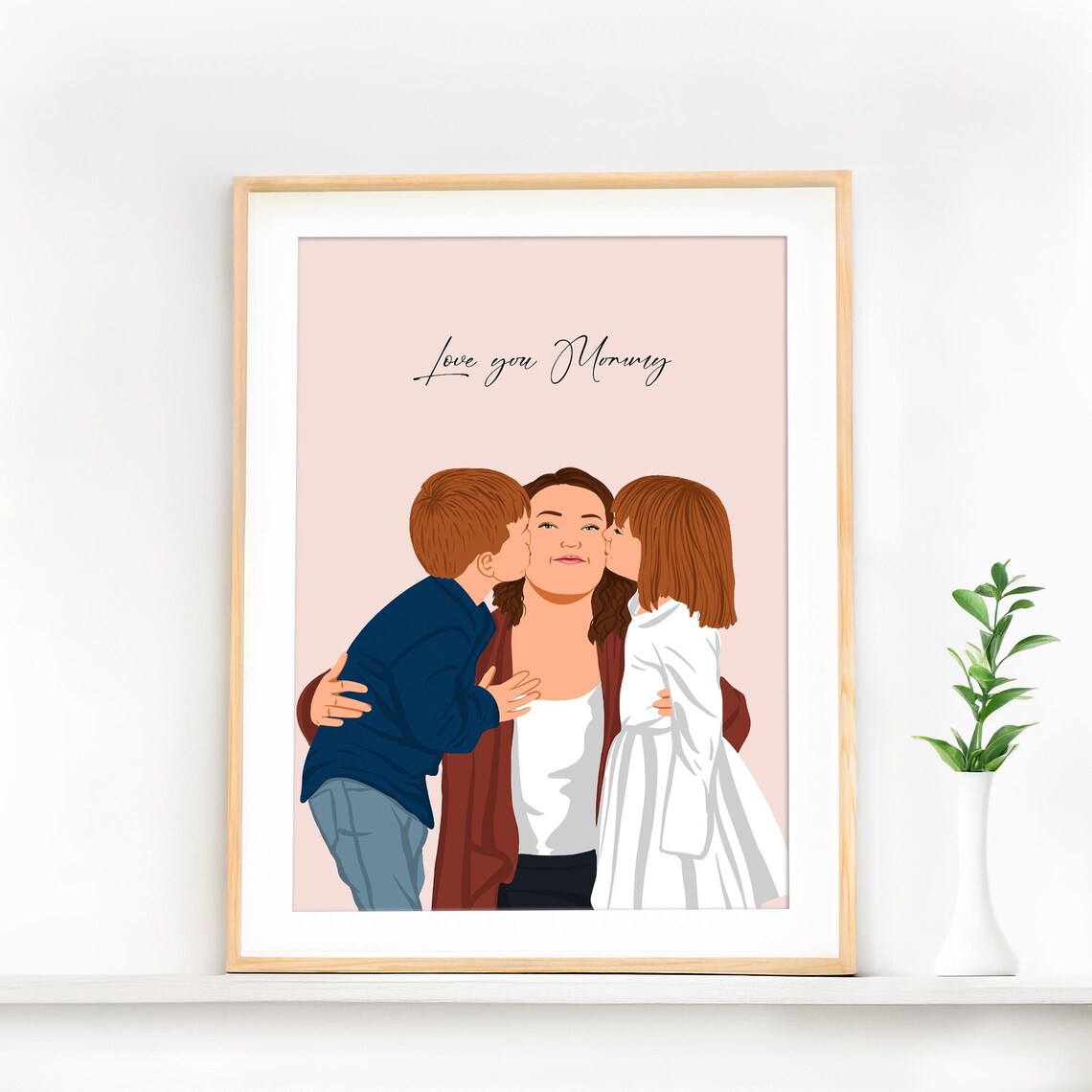 Happy Mothers Day Mom and Daughter Piggyback Portrait Poster - Image 2
