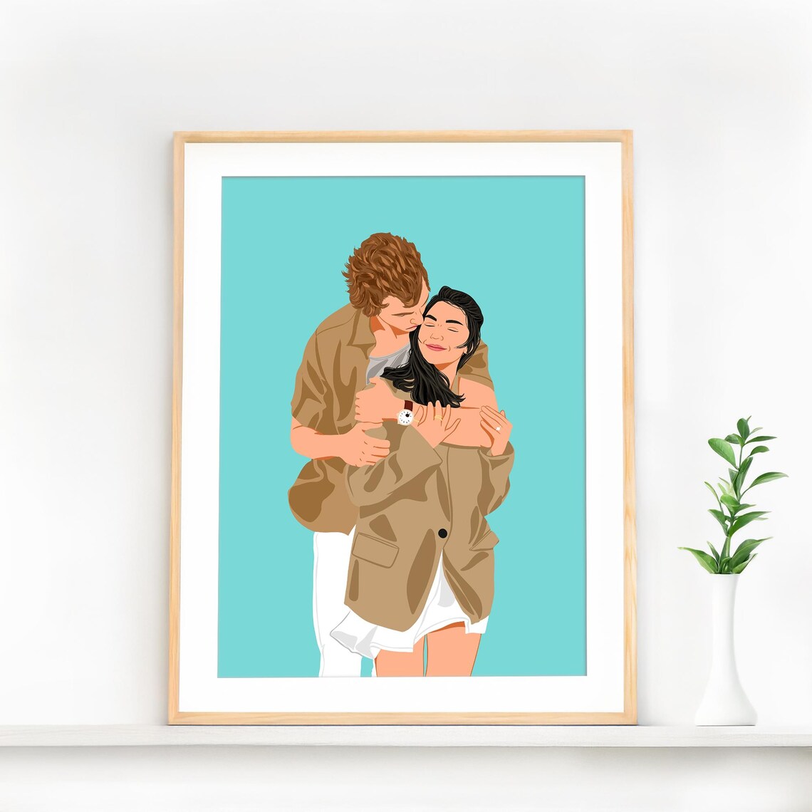 Custom Couple Portrait Personalized Art Print - Image 3