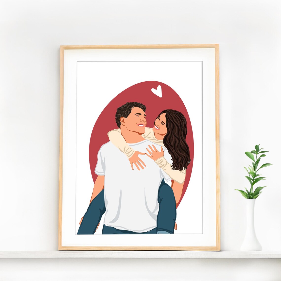 Custom Couple Faceless Portrait, Personalized Gift Print - Image 2