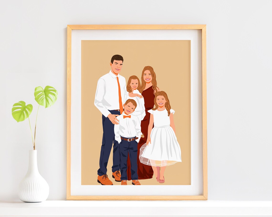 Custom Family Portrait Minimal Faceless Portrait Art Print