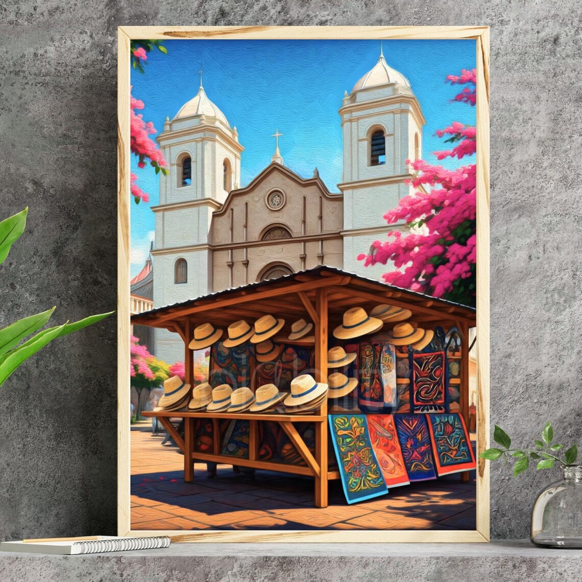 Colorful Casco Viejo Panama Church Market Stand Travel Art Poster