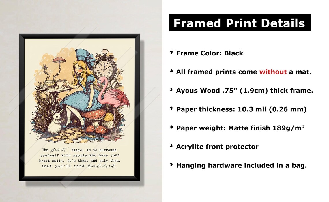 Vintage Alice In Wonderland Quote Wall Art Print - Image 2