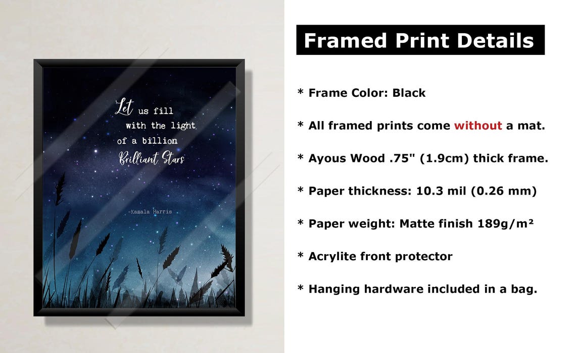 Kamala Harris Billion Brilliant Stars Night Sky Quote Art Poster - Image 2