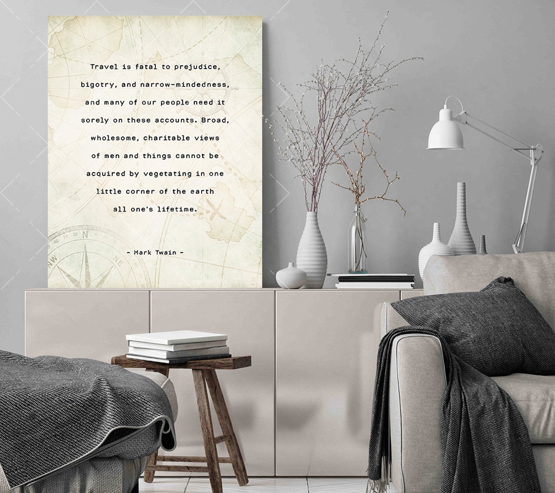 Mark Twain Travel Is Fatal To Prejudice Vintage Map Quote Poster - Image 2