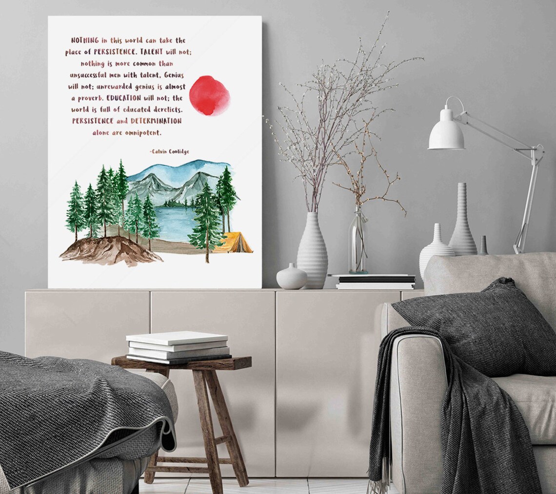 Calvin Coolidge Quote Watercolor Art Print, Christmas Gift - Image 3