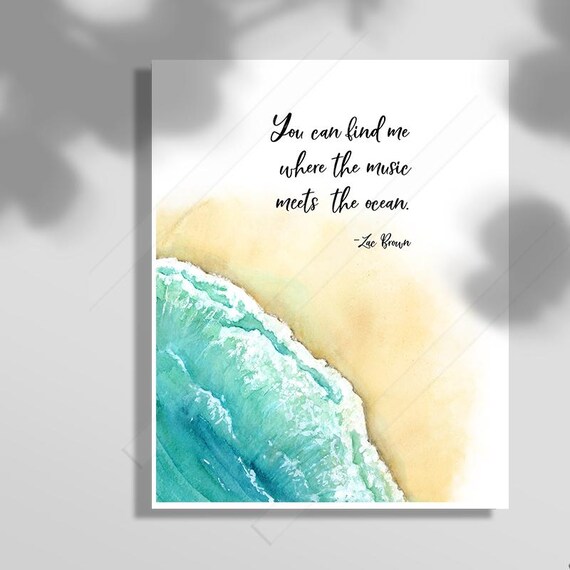 Zac Brown Where The Music Meets The Ocean Aerial Wave Quote Poster