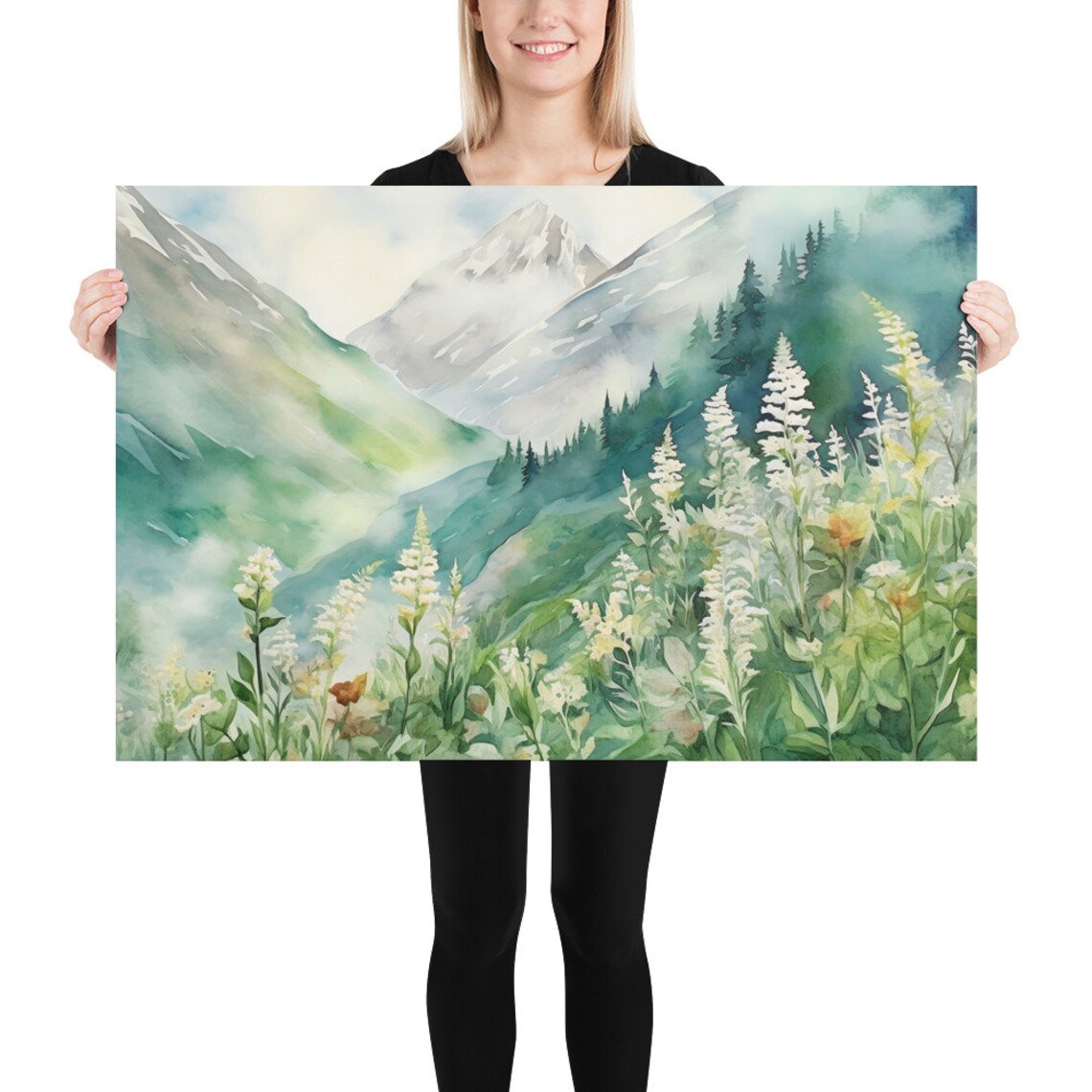 Mountain Meadow Abstract Flower Landscape Art Print - Image 5