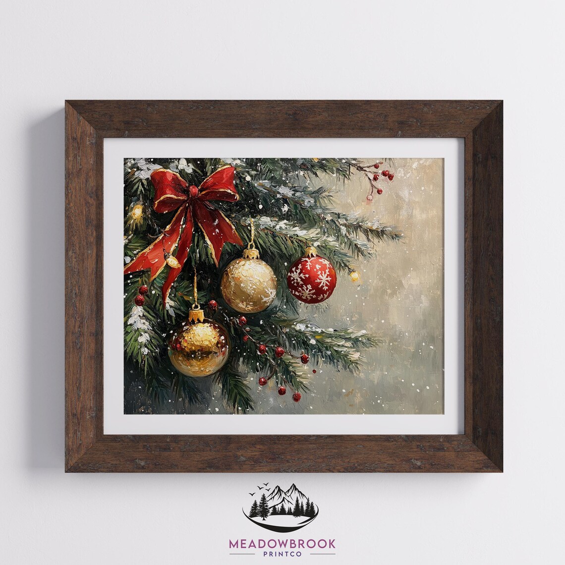 Rustic Christmas Tree Decorations, Vintage Holiday Art Print - Image 2