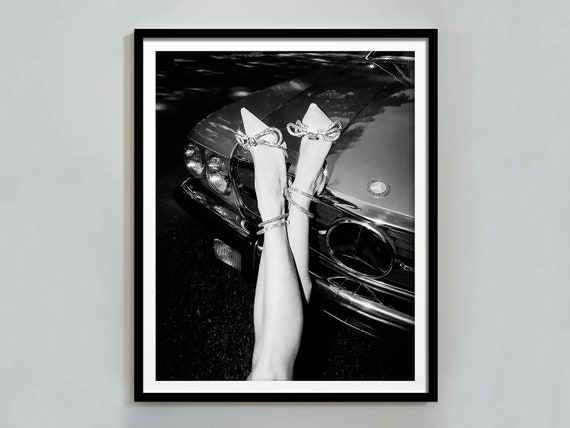 High Heel In Classic Car Print Hypebeast Wall Art Black And White Fashion Photography Feminist Poster Luxury Fashion Wall Art
