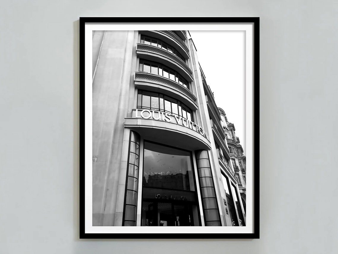 Louis Vuitton Flagship Store Facade Black and White Fashion Poster