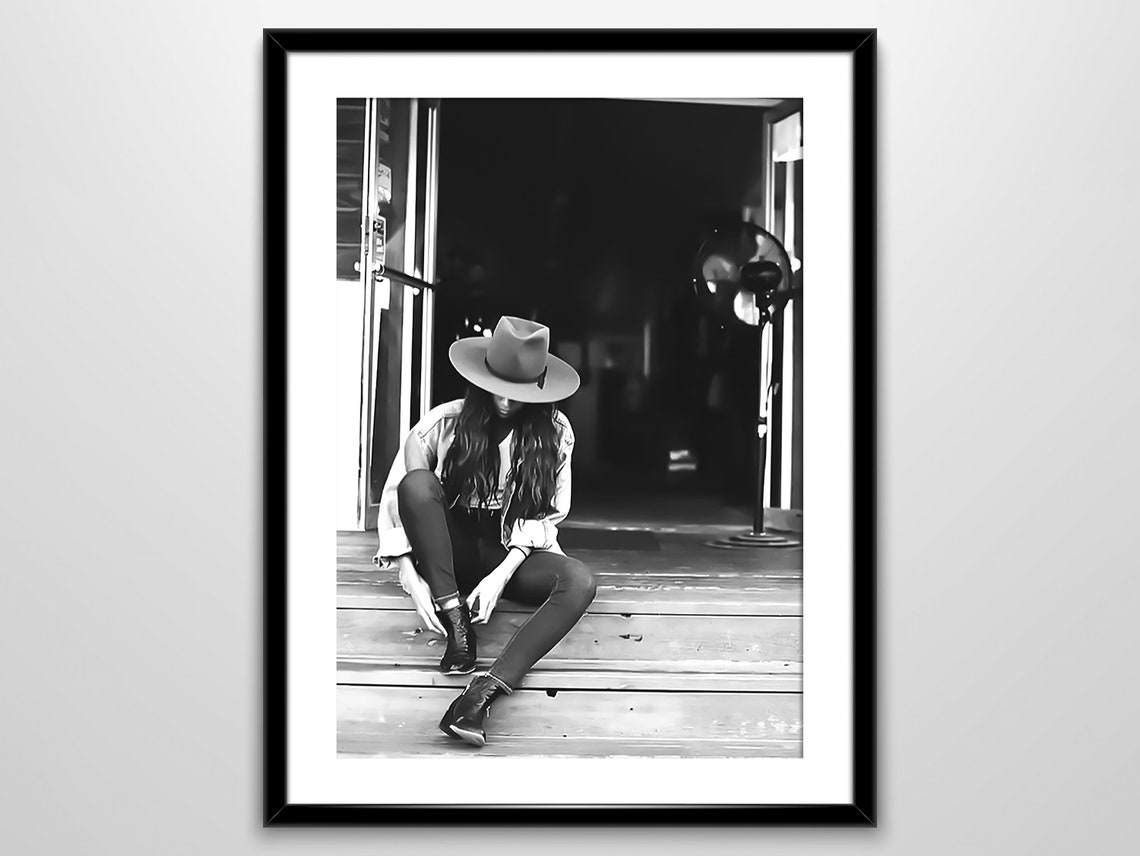 Cowgirl Boots Print Wild West Photo Black And White Fashion Wall Art Retro Western Print Teen Girl Dorm Room Decor - Image 2