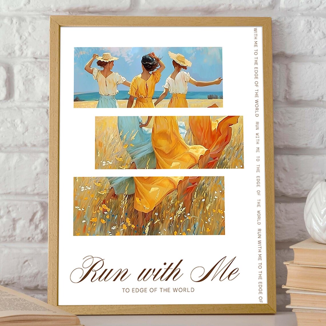 Run With Me To The Edge Of The World Summer Meadow Friends Art Poster - Image 2