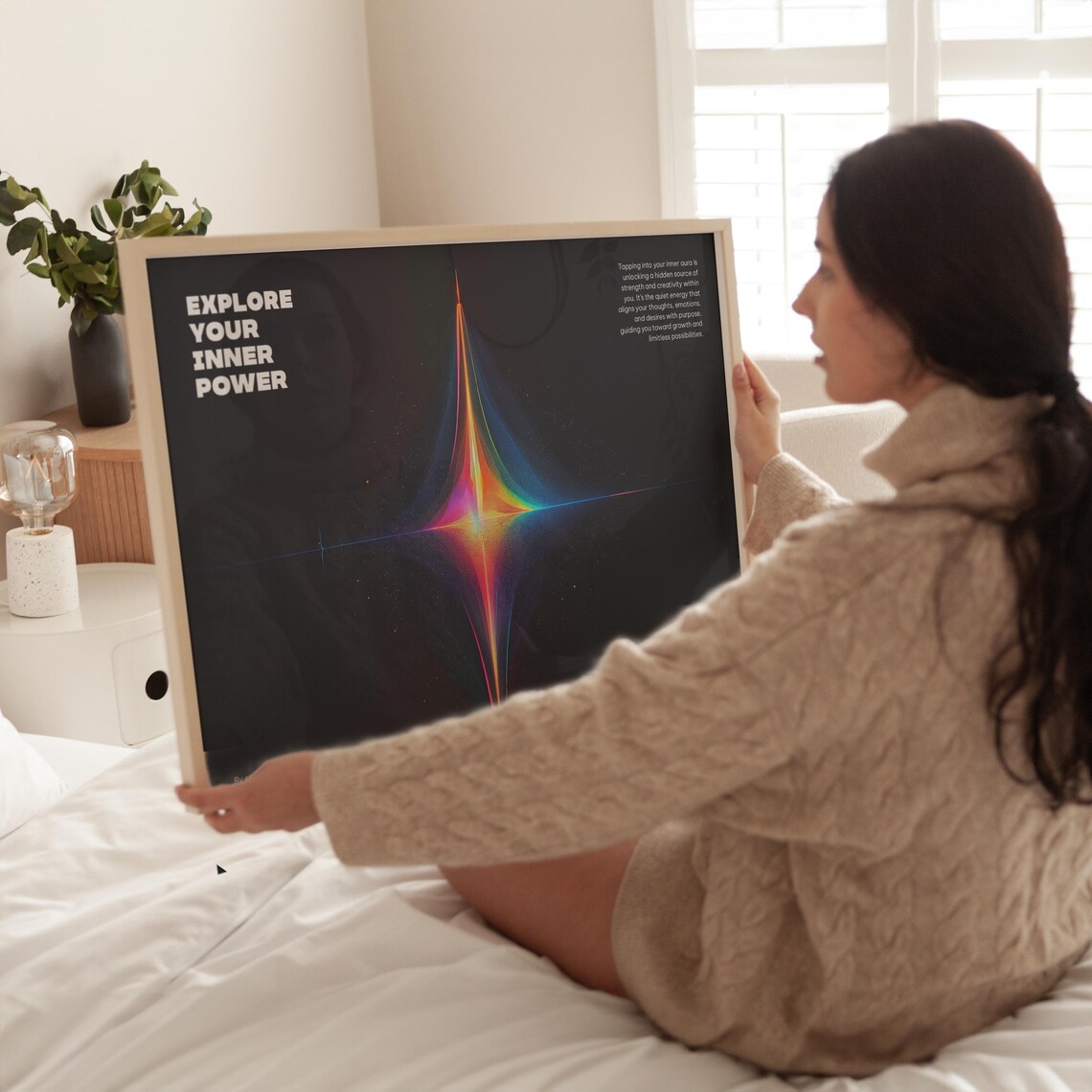 Explore Your Inner Power Rainbow Cosmic Energy Starburst Art Poster - Image 2
