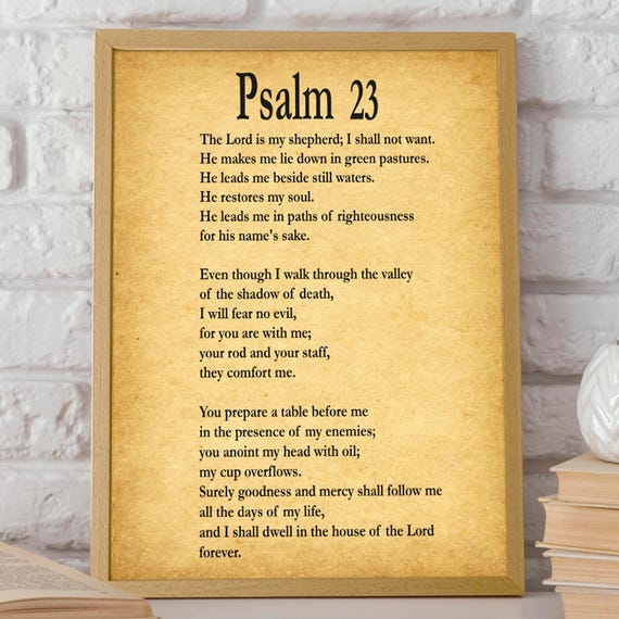 Psalm 23 Psalm 23 Print Psalm 23 Poster Bible Poster Bible Print Bible Decor Bible Quote Psalm Quote Book Of Psalms Bible Wall Art Christian