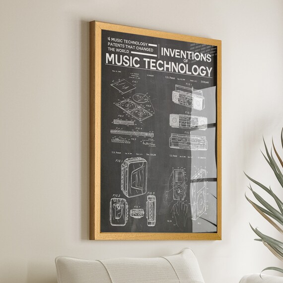 Music Technology Inventions Patent Retro Chalkboard Art Poster
