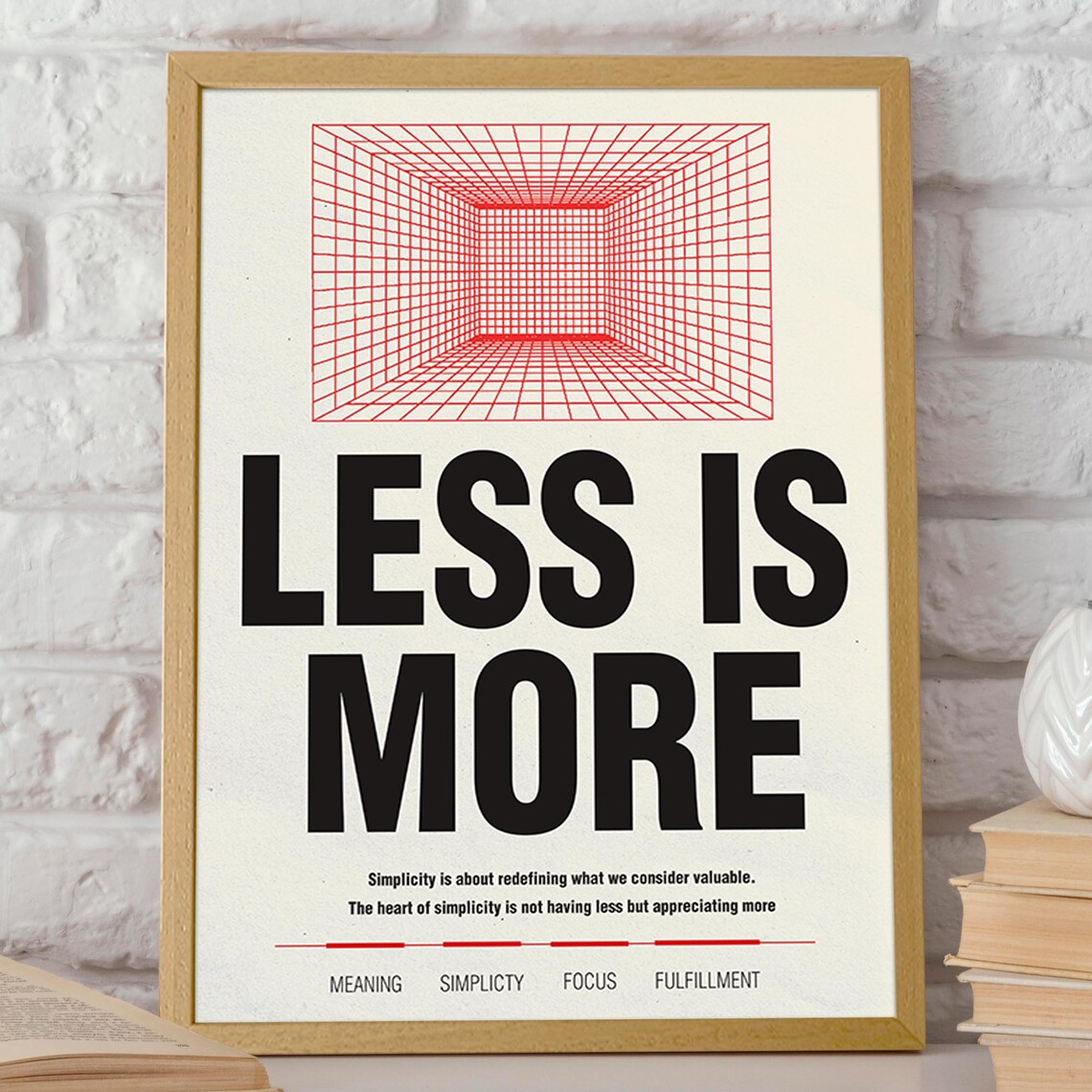 Less Is More Typography Poster Minimalist Modern Wall Art Simple Design For Home Office Poster Or Print - Image 2